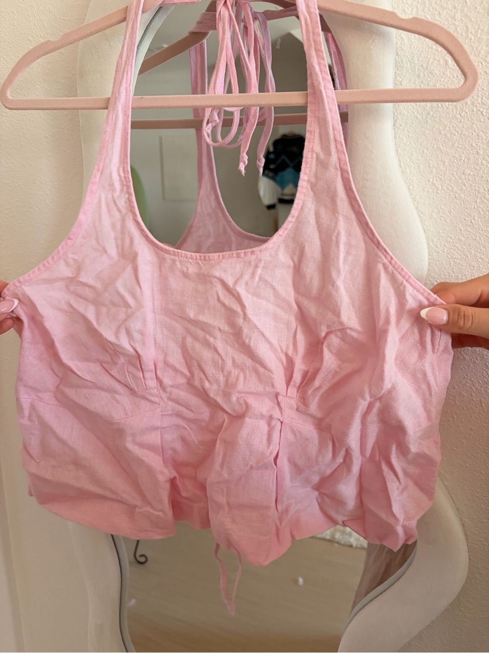 Free people Women’s Pink Halter linen Top